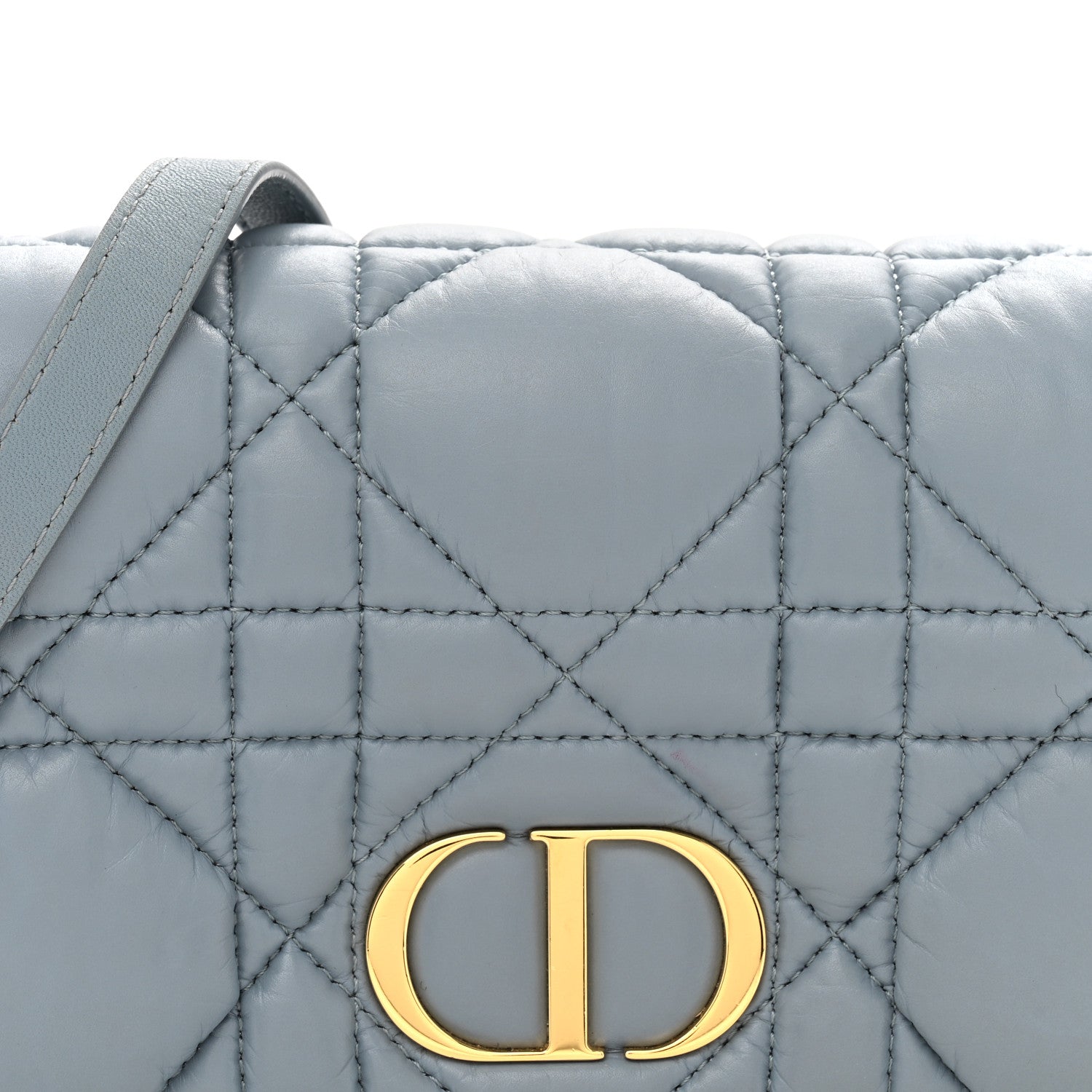 Lambskin Macrocannage Mini D1OR Caro Bag Cloud Blue