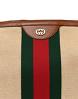 Vintage Canvas Calfskin Web Large Ophidia Half Moon Hobo Sand Light Cuir