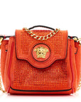 Suede Crystal Studded Micro La Medusa Bag Orange