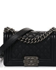Caviar Quilted Small Boy Flap Black