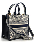 Calfskin D1ORiviera Toile De Jouy Small Book Tote With Strap Blue Multicolor