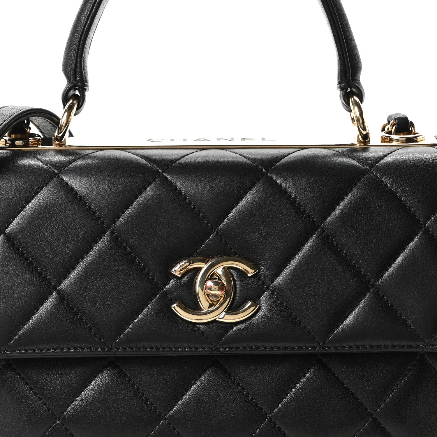 Lambskin Quilted Small Trendy CC Dual Handle Flap Bag Black