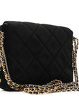 Velvet Quilted Crush On Chains Flap Bag Black