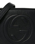 Pebbled Calfskin Small Soho Disco Bag Black