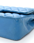Iridescent Caviar Quilted Medium Double Flap Blue