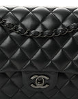 Lambskin Quilted Medium Double Flap So Black