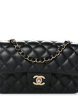 Lambskin Quilted Mini Rectangular Flap Black