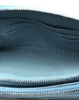 Metallic Caviar Quilted Small Boy Clutch With Chain Turquoise