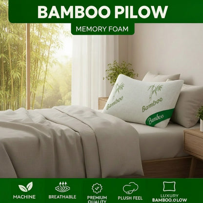 Vaccaro Bamboo Memory Foam Pillow with Bamboo Fabric Cover - Pack of 1