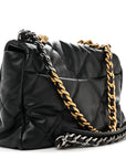 Lambskin Quilted Large CHNL 19 Flap Black