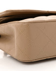 Caviar Quilted Medium Double Flap Dark Beige