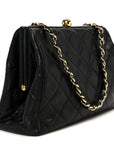 Caviar Quilted Kisslock Shoulder Bag Black
