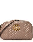 Calfskin Matelasse Small GG Marmont Chain Shoulder Bag Porcelain Rose