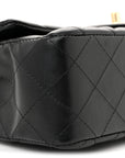 Lambskin Quilted Mini Rectangular Flap Black