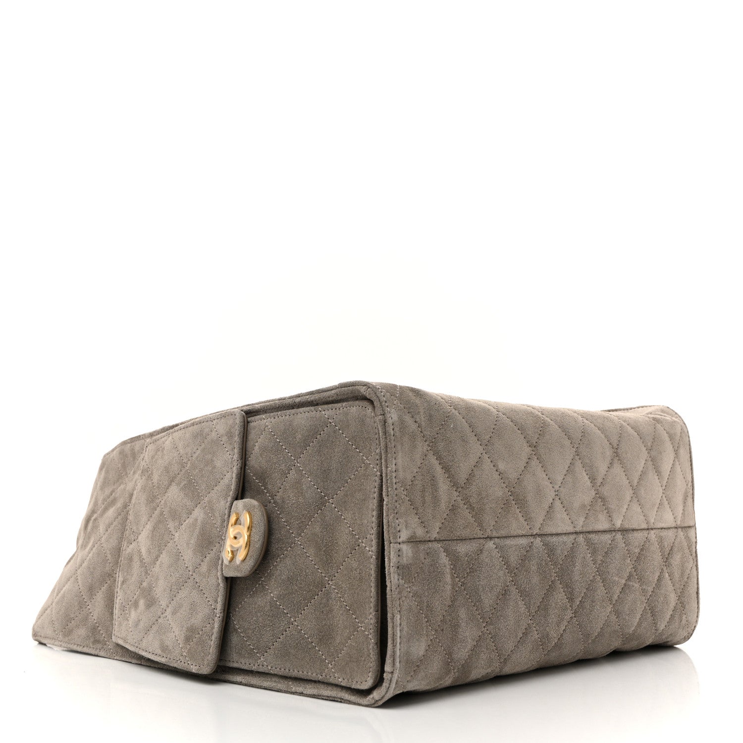 Suede Quilted Medium CHNL 25 Handbag Grey