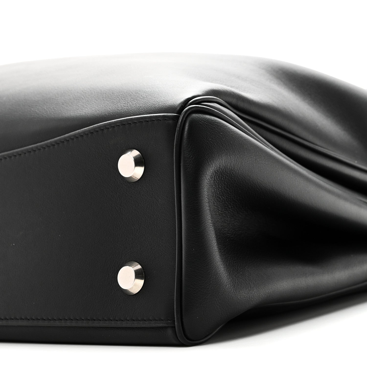 Natural Smooth Calfskin Medium Rodeo Top Handle Handbag Black