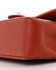 Lambskin Quilted Small Double Flap Red