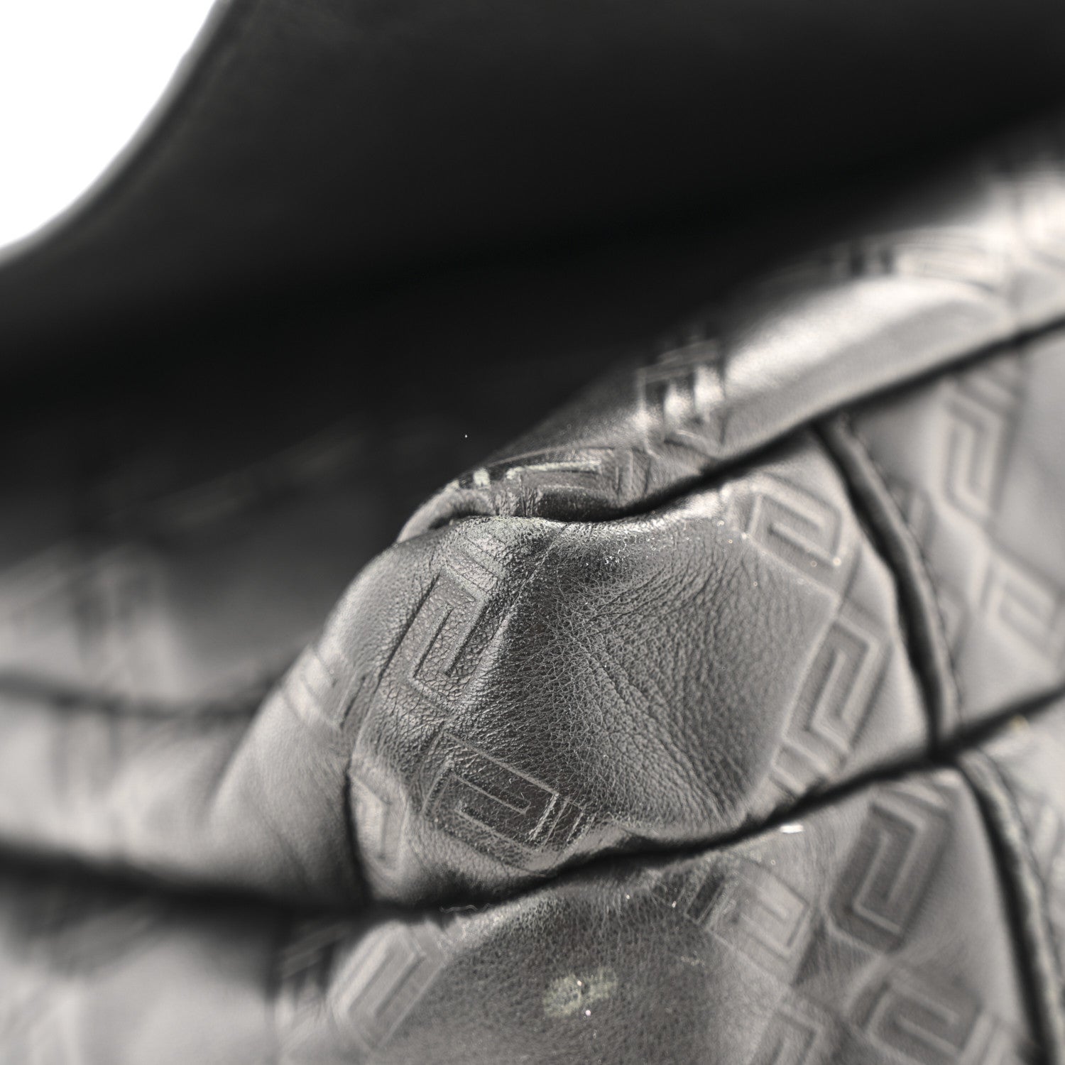 Calfskin Embossed Medusa Messenger Bag Black
