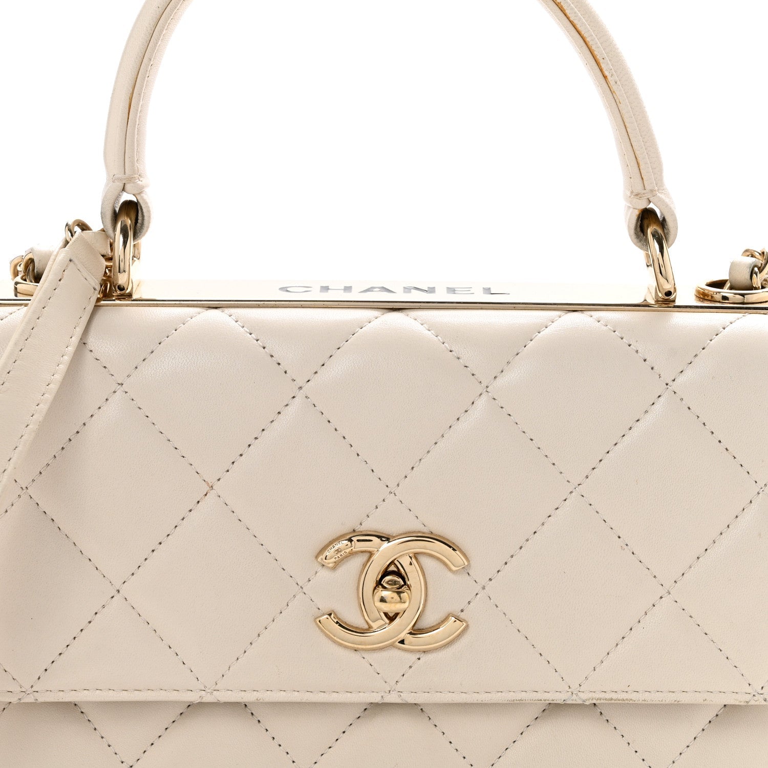 Lambskin Quilted Small Trendy CC Dual Handle Flap Bag White