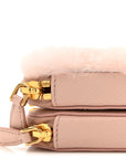 Saffiano Shearling Triangle Mini Pouch Orchidea