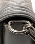 Metallic Lambskin Stingray Quilted Medium Boy Flap Silver