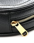 Grained Calfskin Web Mini Ophidia Round Shoulder Bag Black