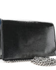 Textured Patent Bi-color GG Marmont Wallet on Chain  Silver Blue