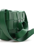 Lambskin Maxi Intrecciato Cassette Crossbody Bag Racing Green