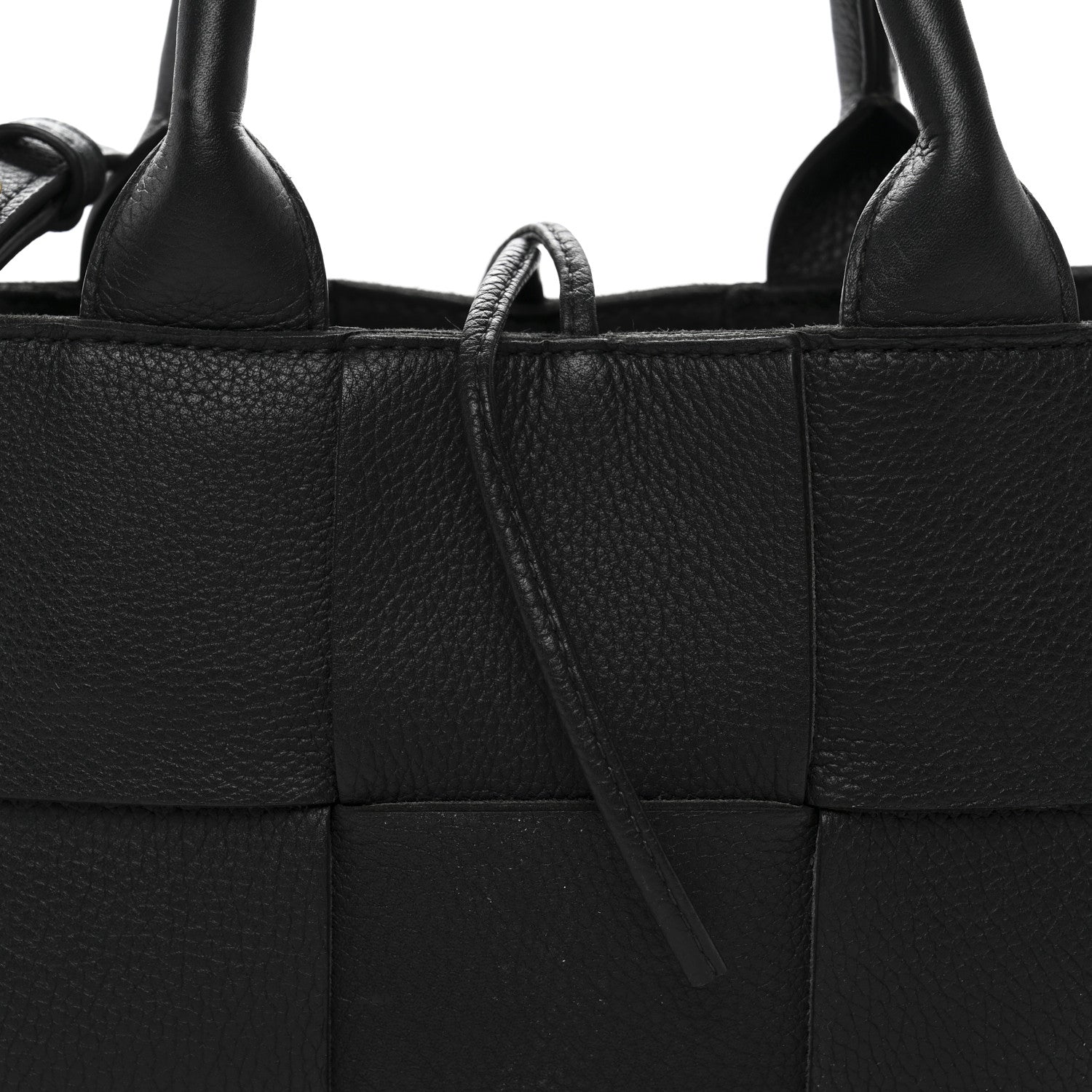 Grained Calfskin Intrecciato Mini Arco Tote Black