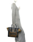Satin Calfskin Suede Mini Tri-Color Luggage Olive