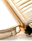 Metallic Nappa Plisse Long Clutch Gold