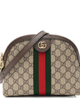 GG Supreme Monogram Textured Dollar Calfskin Web Small Ophidia Dome Shoulder Bag Beige Ebony New Acero