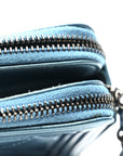 Metallic Caviar Quilted Small Boy Clutch With Chain Turquoise