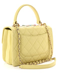 Lambskin Quilted Small Trendy CC Flap Dual Handle Bag Yellow