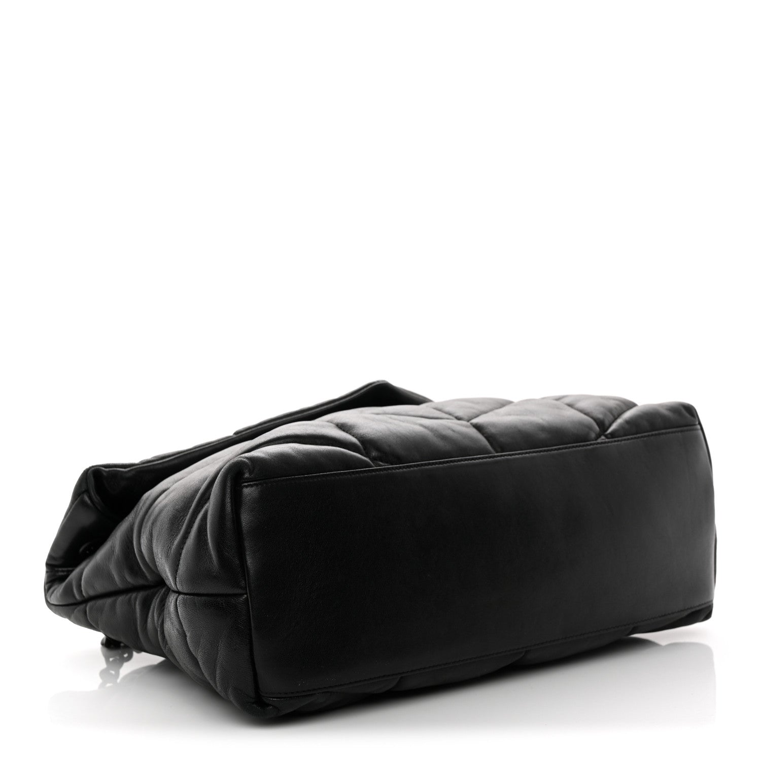 Lambskin Quilted Monogram Monochrome Small Loulou Puffer Chain Satchel Black