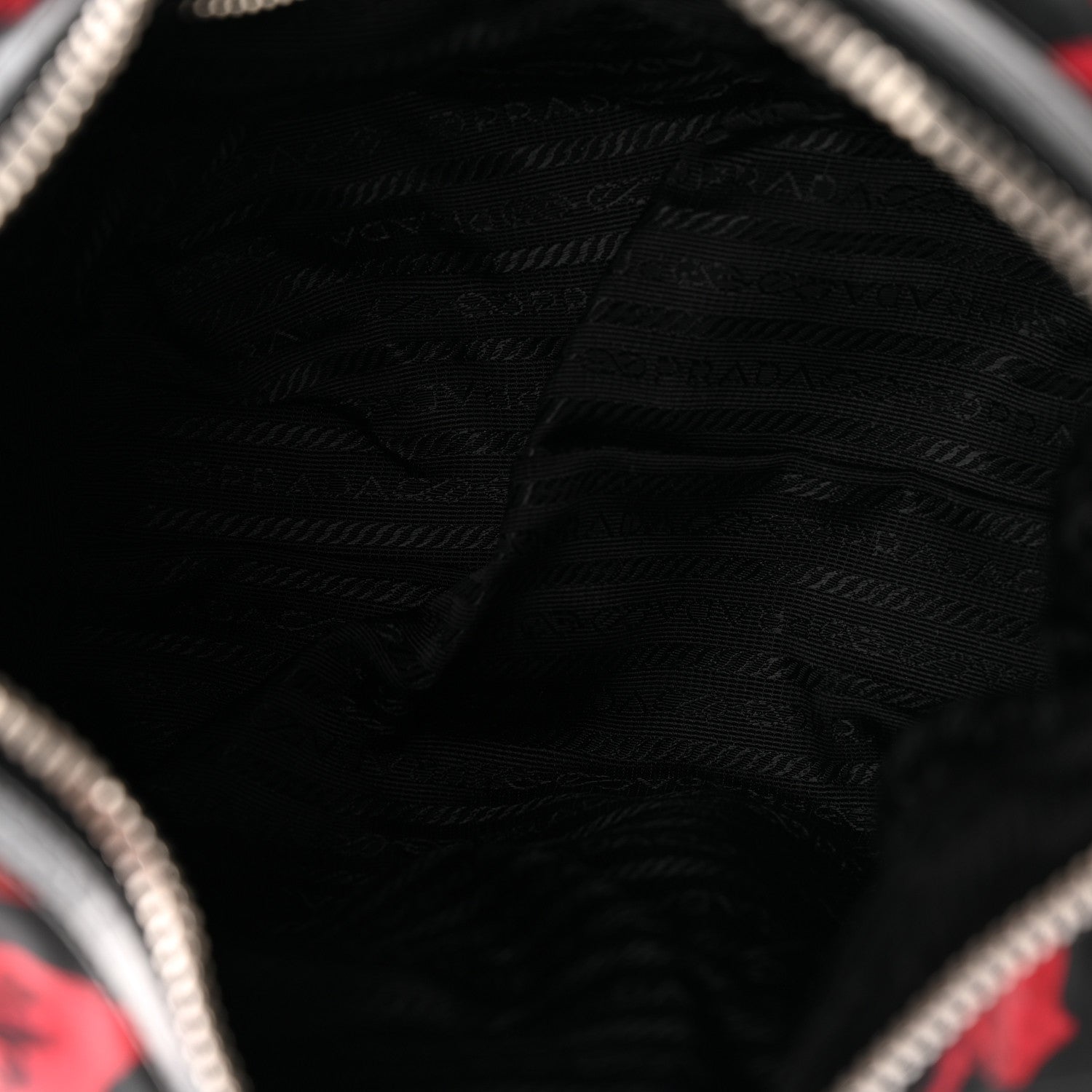 Tessuto Nylon Rose Shoulder Bag Black Rosso