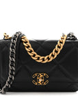 Lambskin Quilted CHNL 19 Wallet On Chain WOC Black
