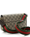 GG Supreme Monogram Textured Dollar Calfskin Web Mini Ophidia Envelope Shoulder Bag Beige Ebony New Acero