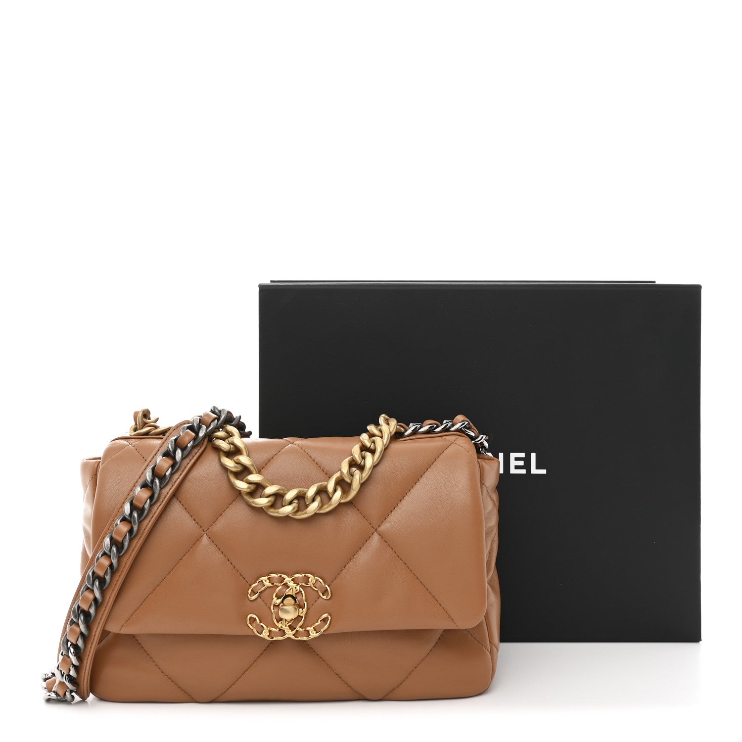 Lambskin Quilted Medium CHNL 19 Flap Brown