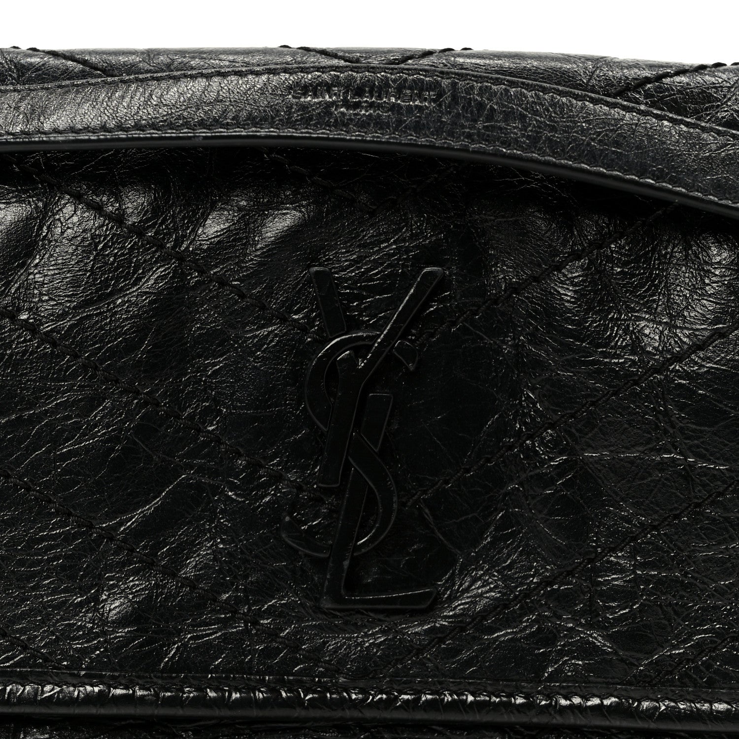 Crinkled Calfskin Matelasse Monogram Baby Niki Chain Satchel Black