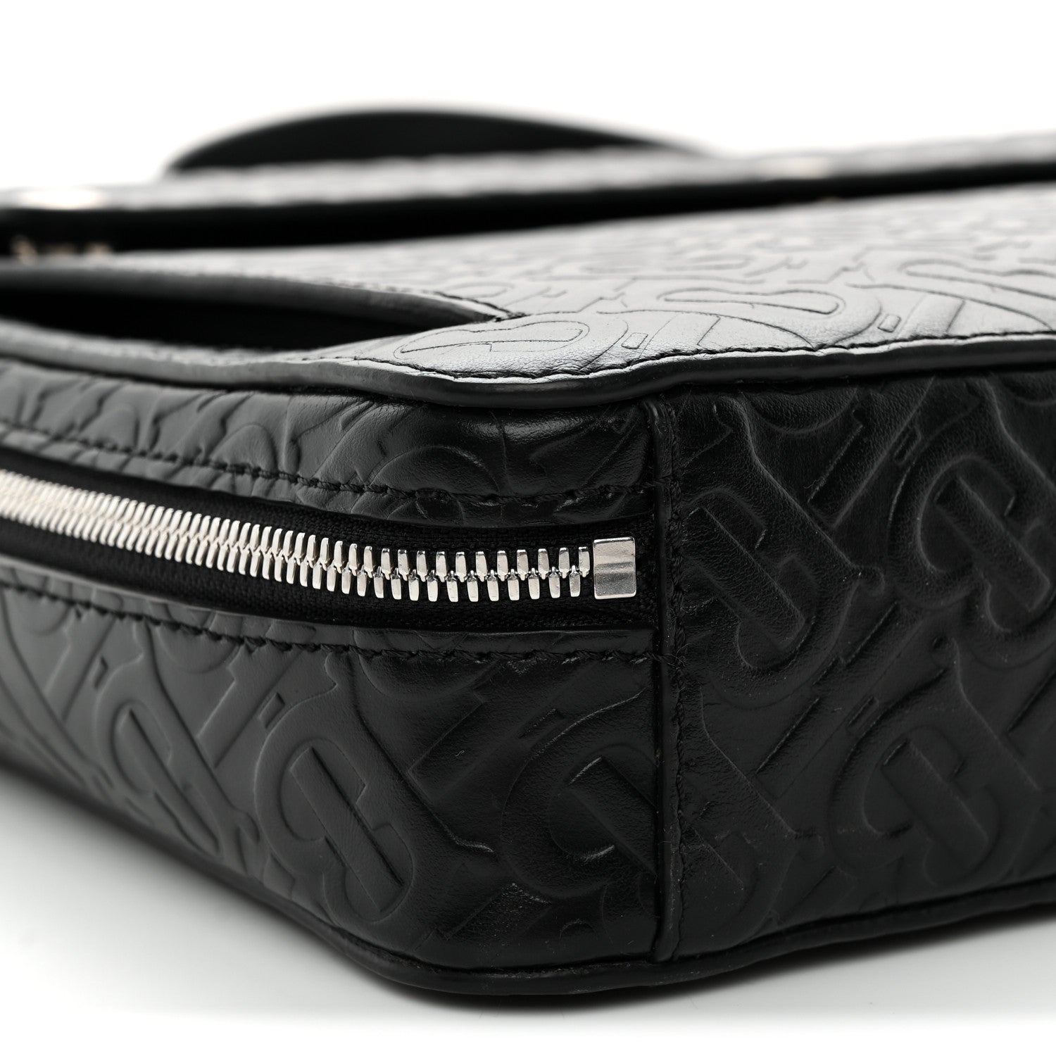Calfskin Embossed TB Triple Stud Briefcase Black
