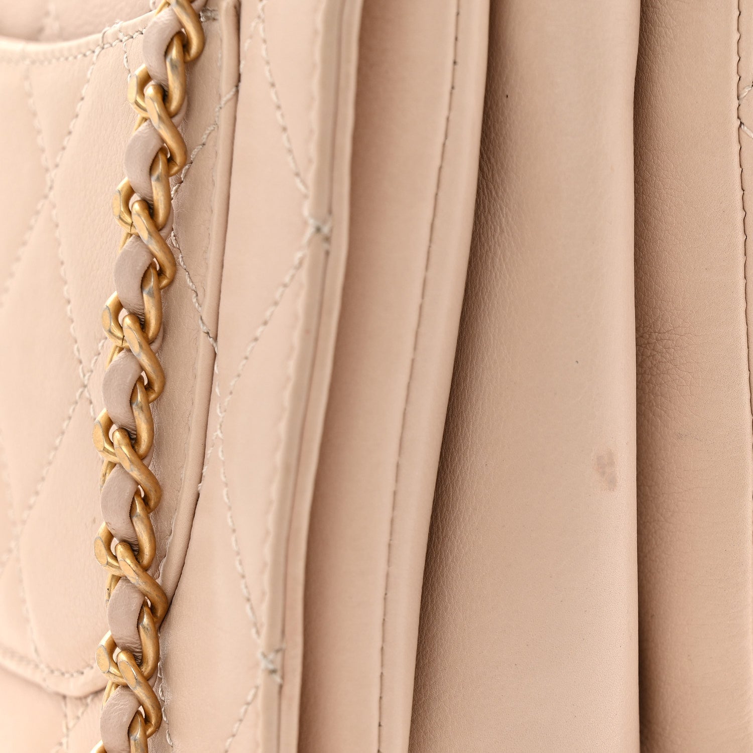 Lambskin Quilted Small Trendy Spirit Top Handle Bag Beige