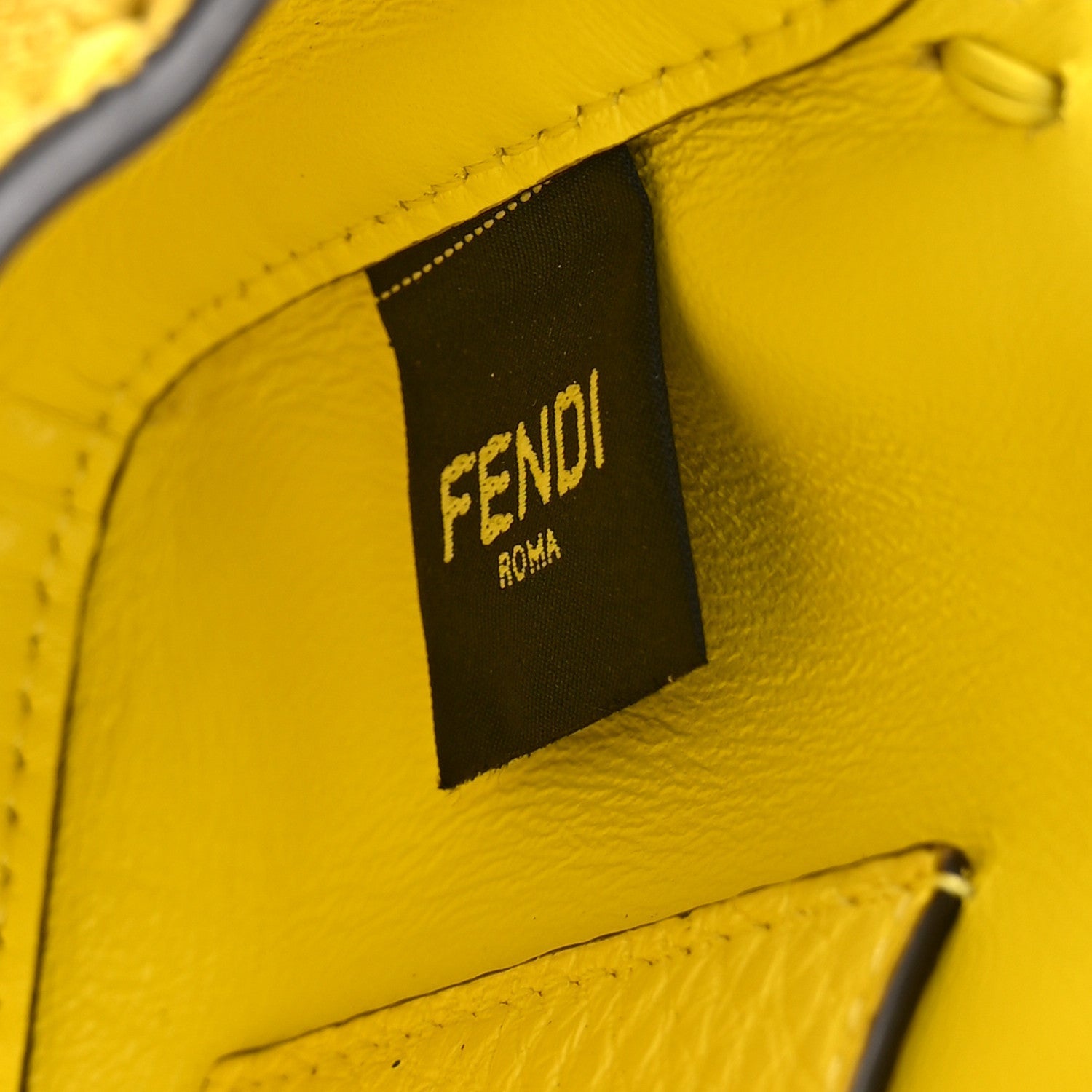 Cuoio Roma Sellerissima Nappa Sintetica Tape Stitch Mini Baguette Acid Yellow