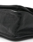 Crinkled Calfskin Matelasse Monogram Medium Niki Chain Satchel Black