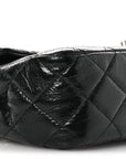Distressed Patent Quilted Medium Double Flap Black