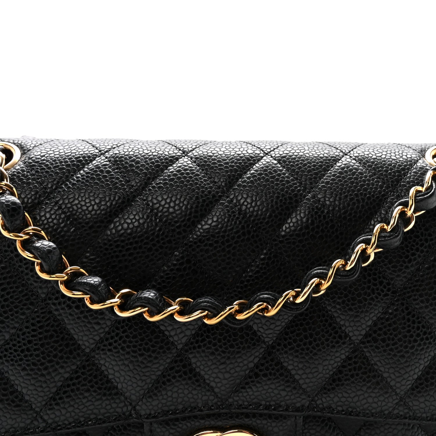 Caviar Quilted Medium Double Flap Black
