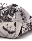 Re-Nylon Padded Printed Medium Tote Bag Black White