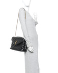 Calfskin Y Quilted Monogram Medium Loulou Chain Satchel Black
