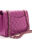 Lambskin Quilted Small Double Flap Purple