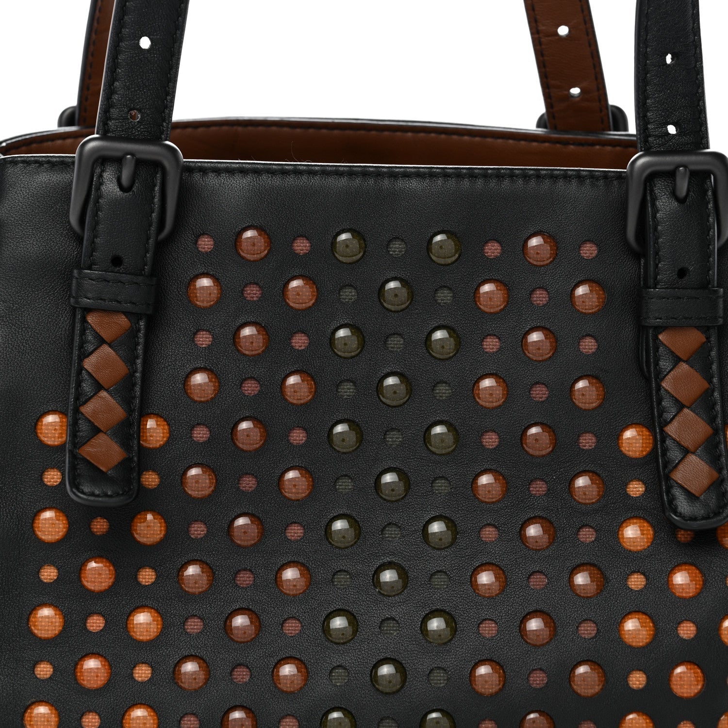 Nappa Intrecciato Perforated Small Cesta Tote Black Multicolor